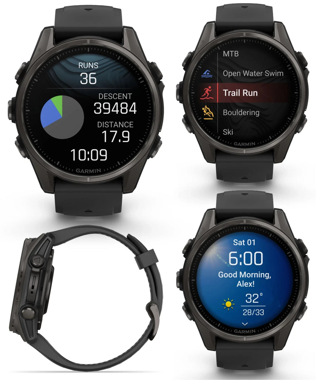 Garmin fenix 8 43mm Amoled Sapphire Carbon Gray Titanium Smartwatch New Open Box