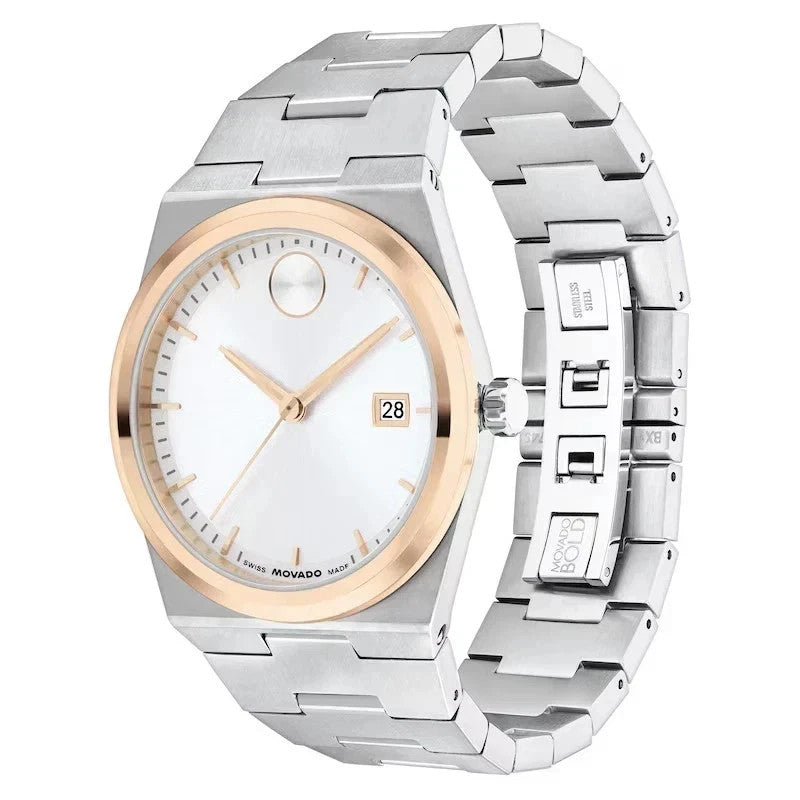 Movado Bold Quest 40mm White Dial Two-Tone Stainless Steel Men's Watch 3600972