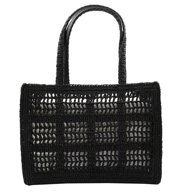 Tory Burch Black Small Hand-Crochete Ella Tote Bag New