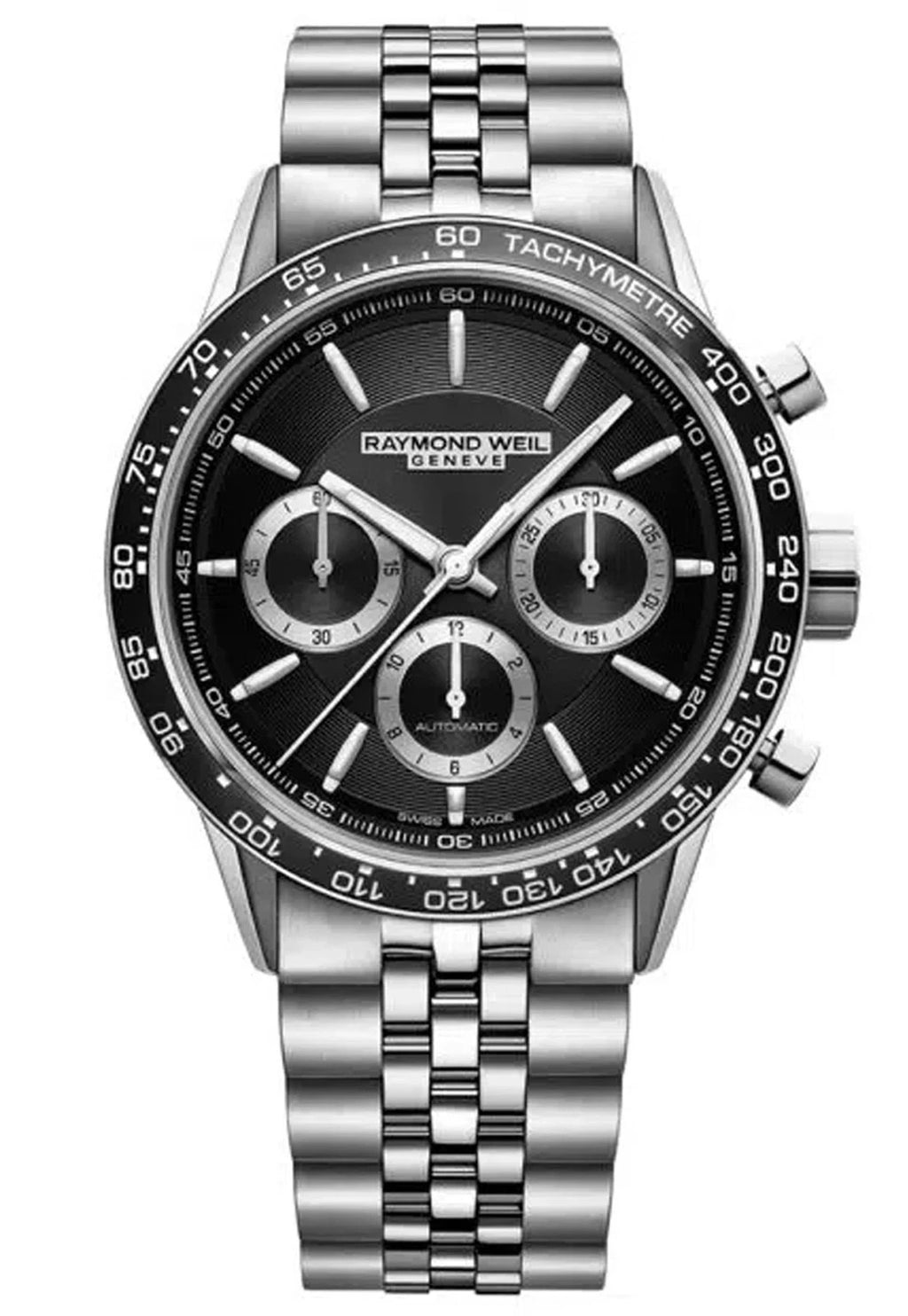 Raymond Weil Silver Mens Chronograph Watch Freelancer 7741-ST1-20021 New