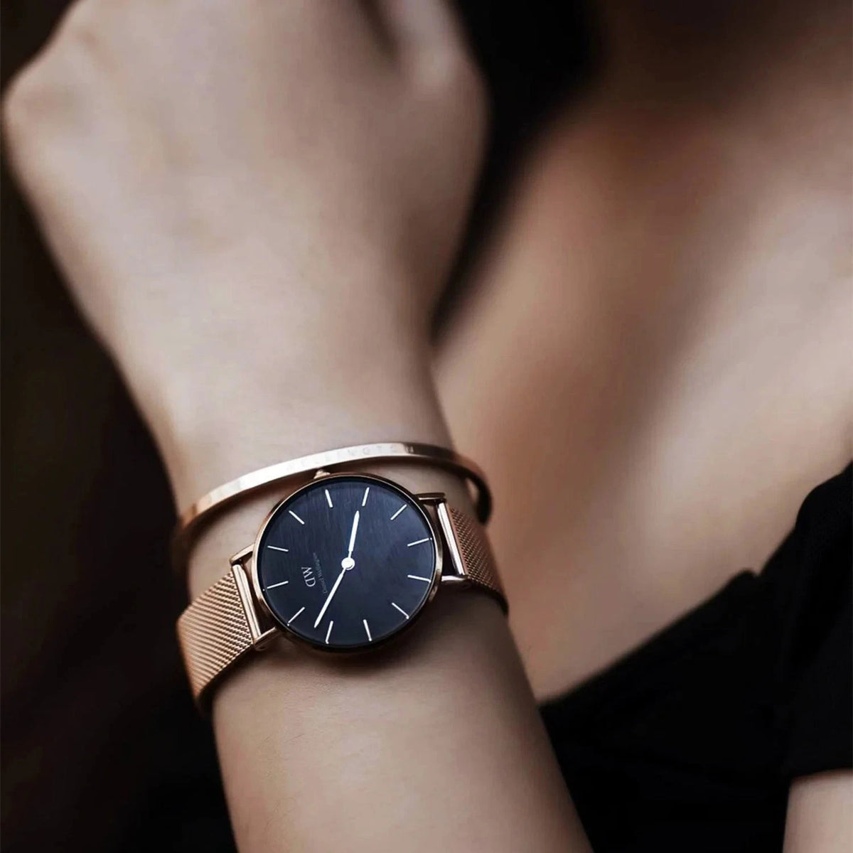 Daniel Wellington Petite 32mm Melrose RG Black Watch DW00100161 New In Box