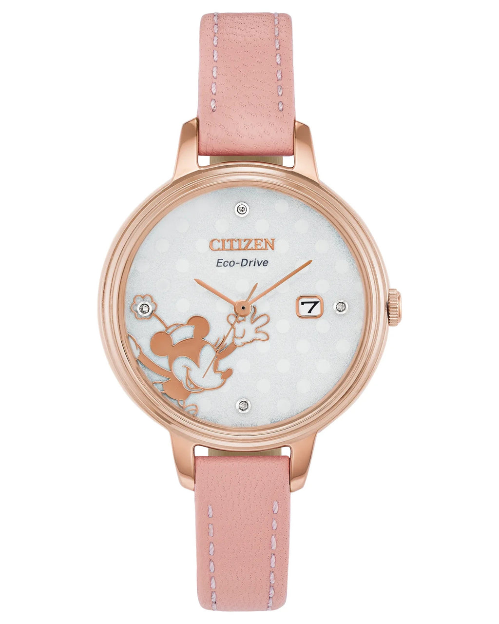 Citizen Disney Eco-Drive Minnie Mouse Womens Watch Pink Date Japan EW2448-01W
