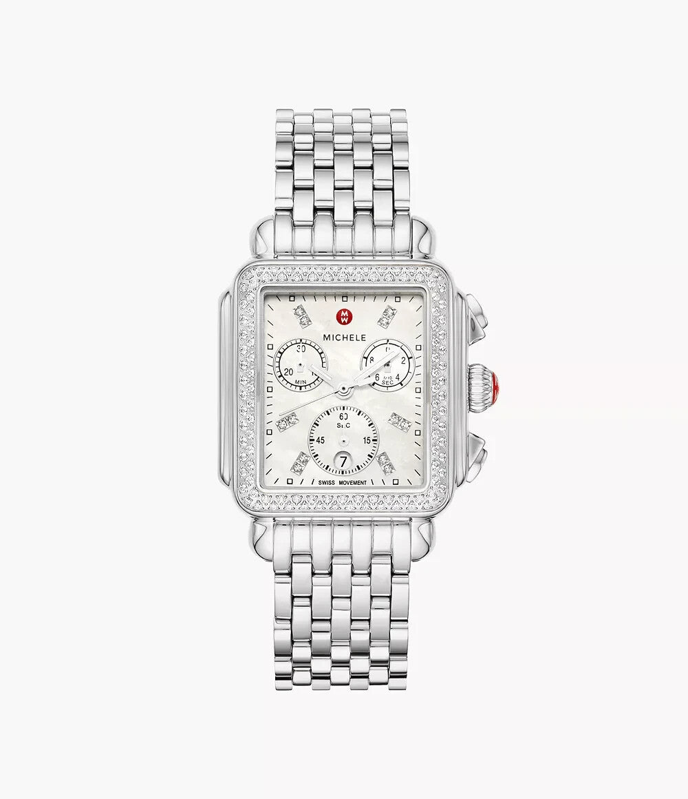 Michele Deco Day Mother of Pearl Dial Diamonds Steel Ladies Watch (MWW06A000775) - product image