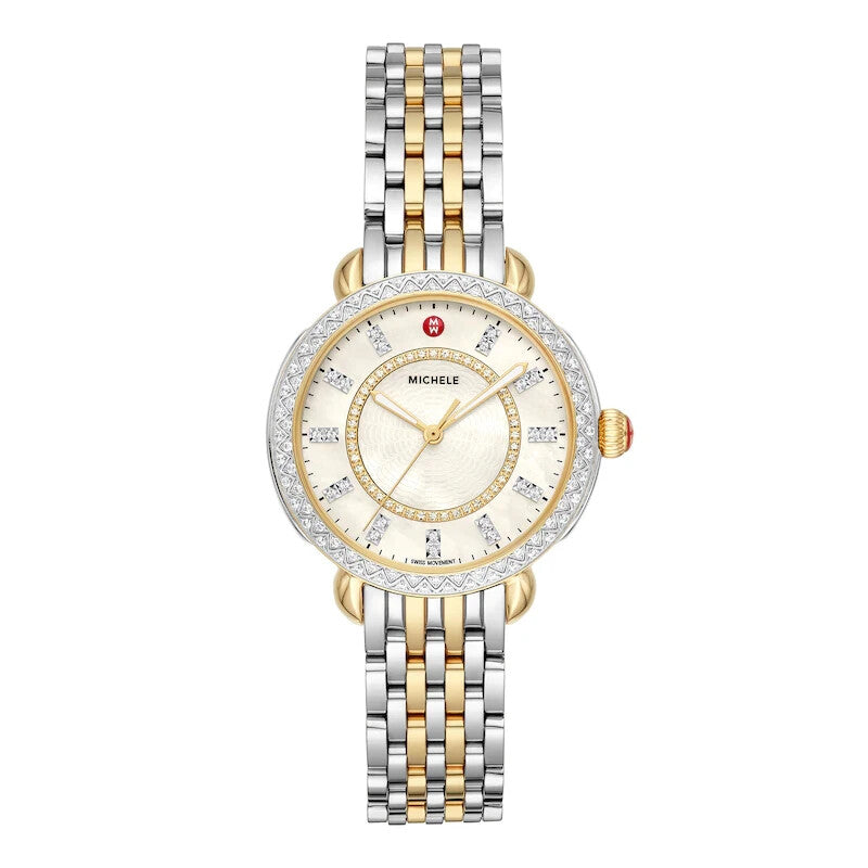 Michele Sidney Classic Two-Tone MOP Diamond Dial Ladies Watch MWW30B000002 - product image