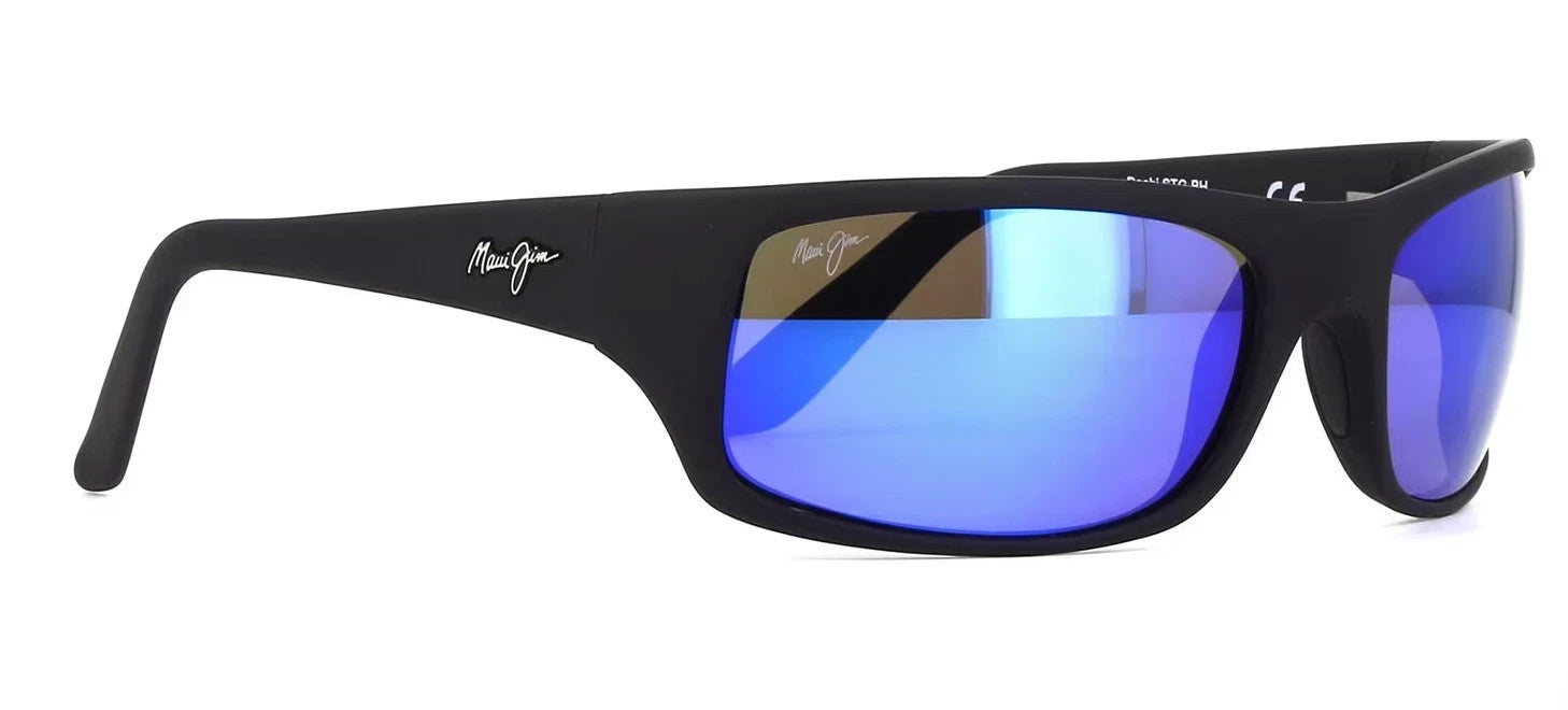 Maui Jim Peahi Black Matte Rubber / Blue Hawaii Polarized Lenses B202-2M NEW