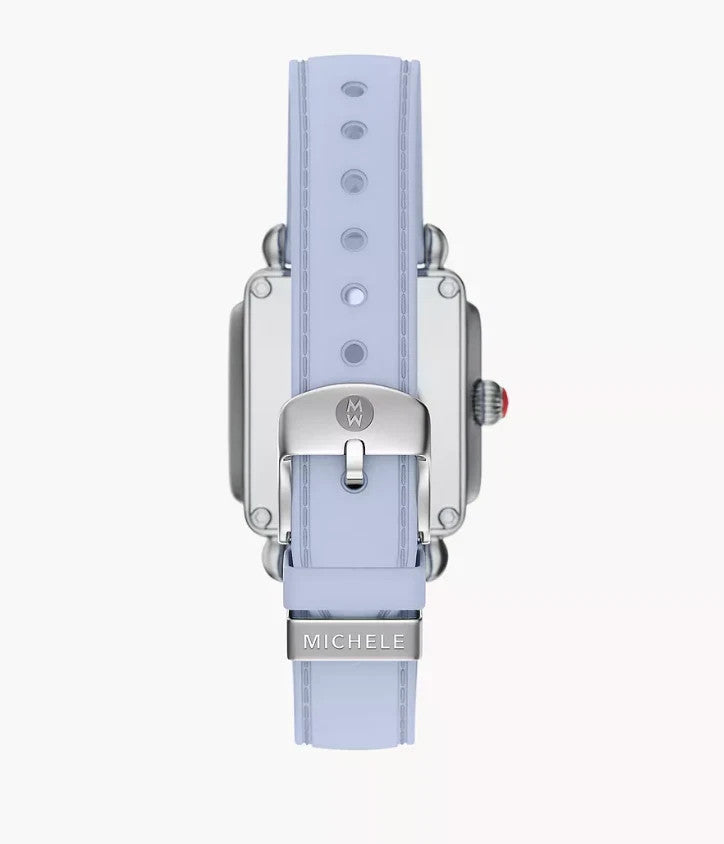 Michele Silver case Light Blue Silicone Ladies Deco Sport MWW06H000006 New