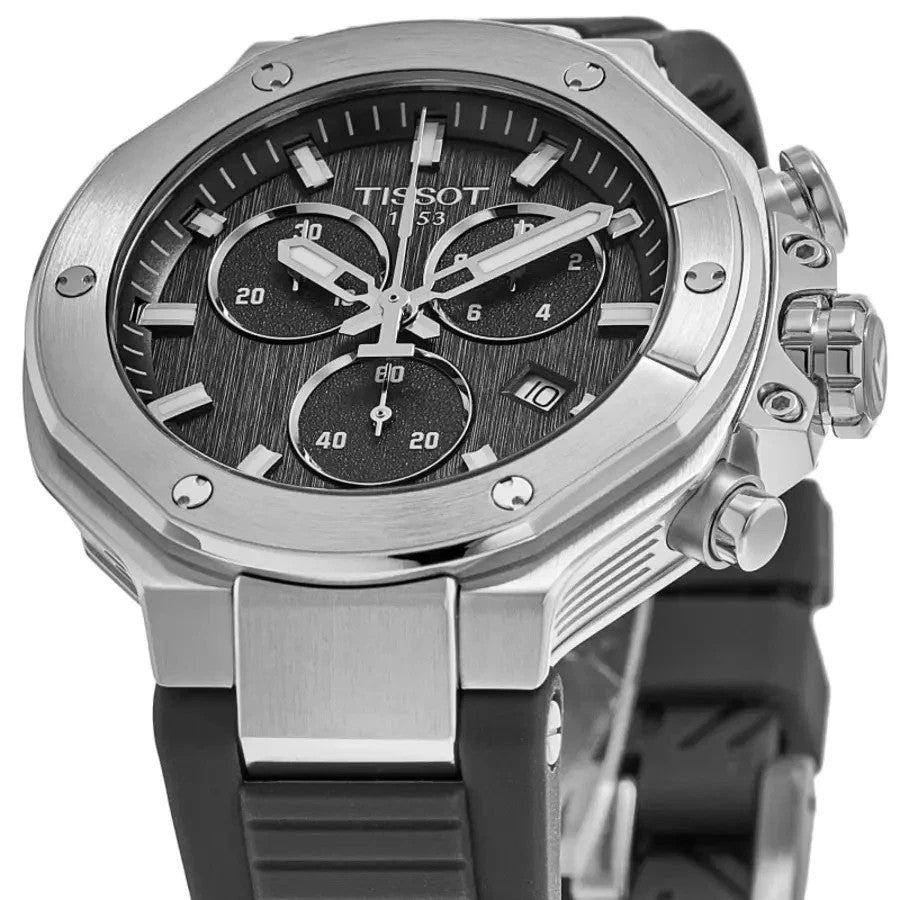 New Tissot T-Race Chronograph Black Dial Rubber Men's Watch T141.817.17.051.00