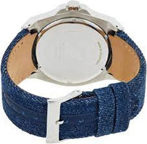 Guess Mens Legency 45mm Blue Leather Band Steel Case Quartz Analog Watch W1058G1
