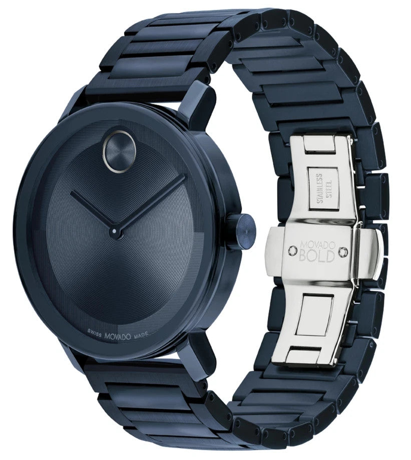 Movado BOLD Evolution 2.0 Blue Museum Swiss Quartz Unisex Watch 3601097 New