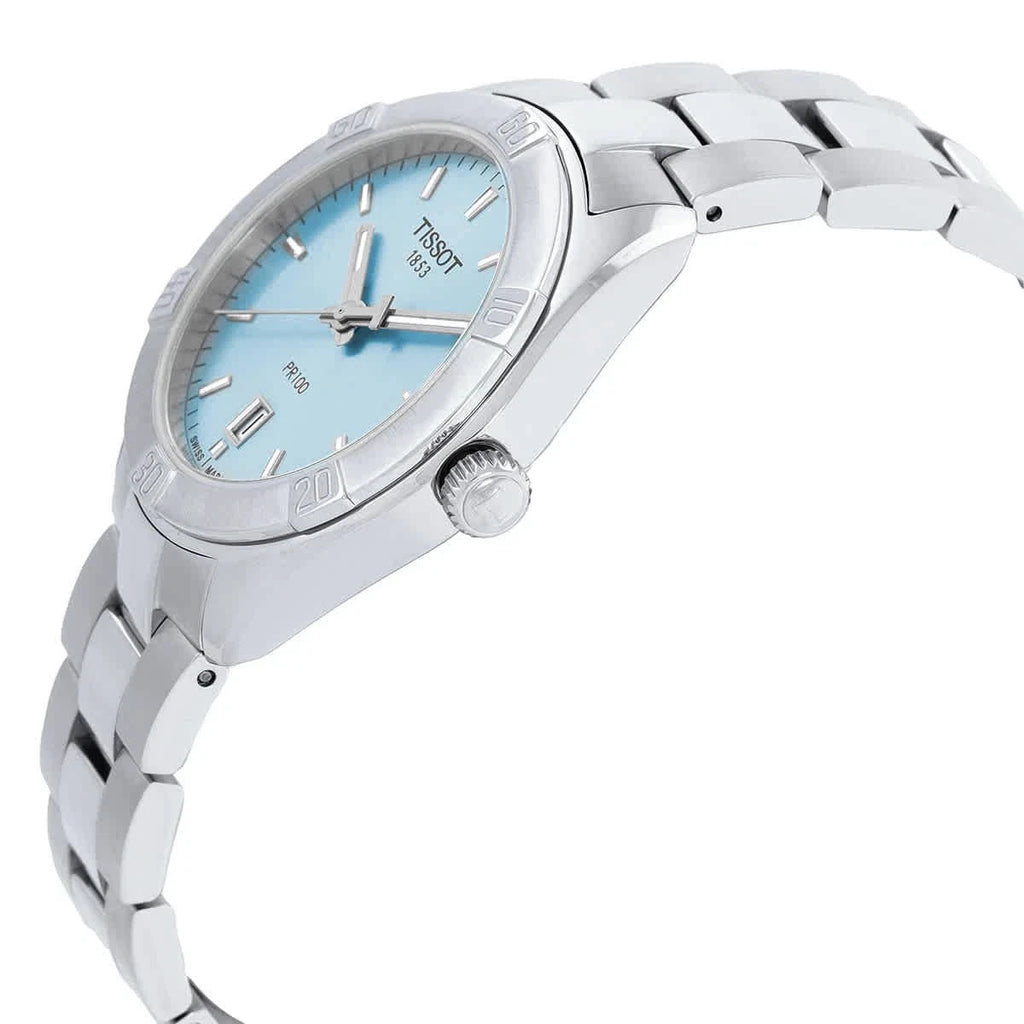 Tissot PR 100 Quartz Light Blue Dial Ladies Watch T1019101135100 New In Box