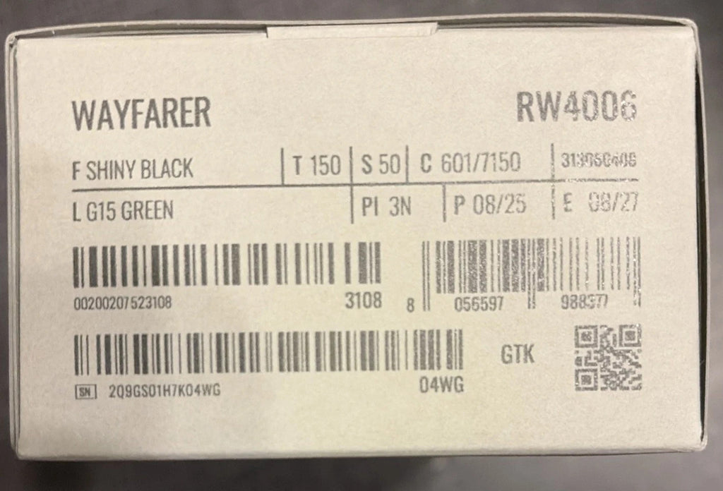 Rayban Meta - Wayfarer Smart Glasses Green Lens 4006 Shiny Black/Green Open Box