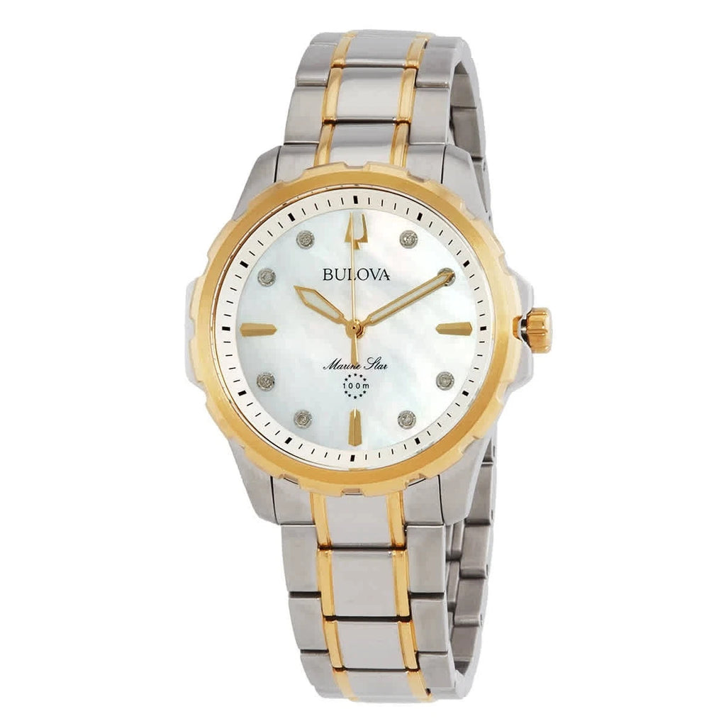 Bulova Marine Star Quartz Diamond Silver Dial Ladies Watch 98P227 New