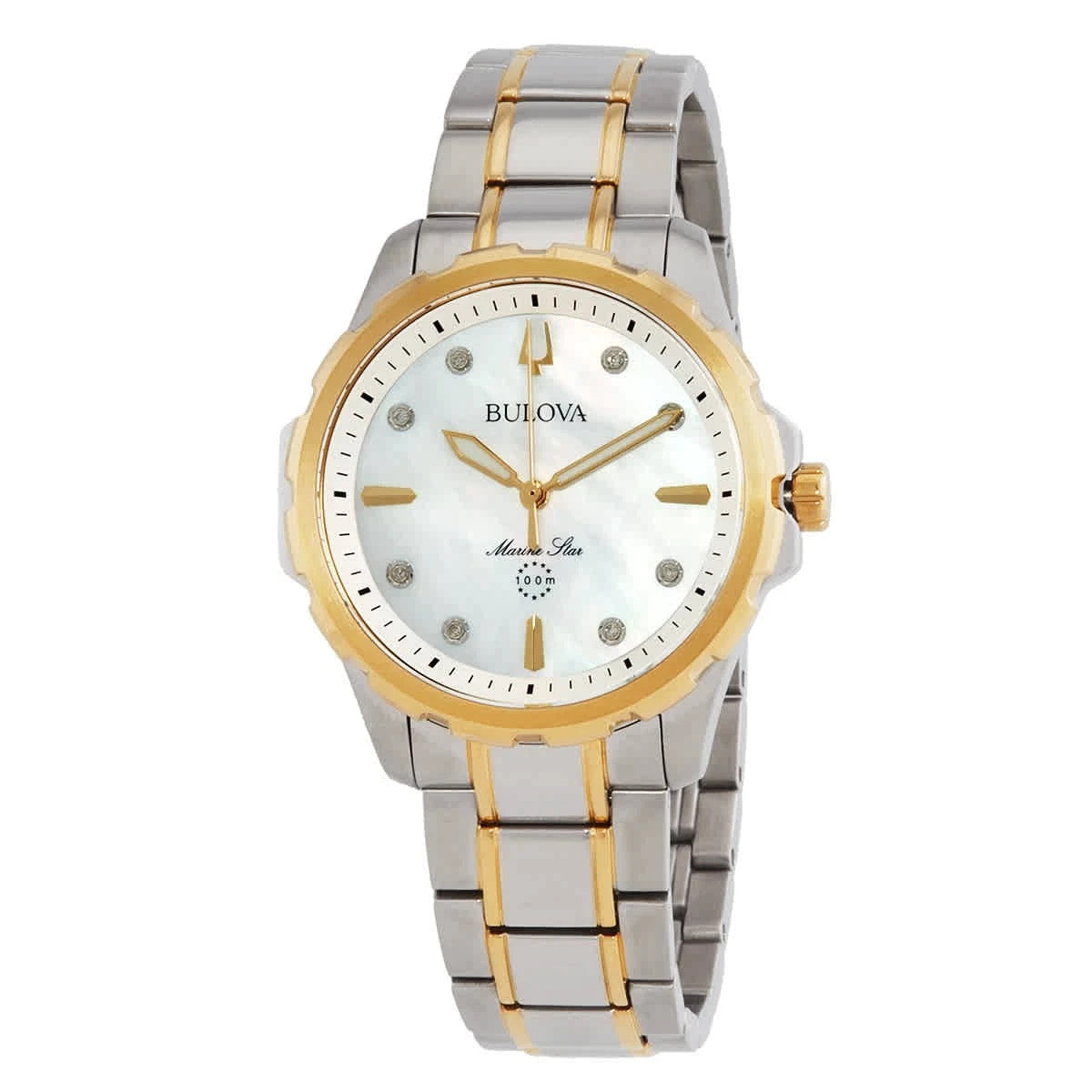 Bulova Marine Star Quartz Diamond Silver Dial Ladies Watch 98P227 New
