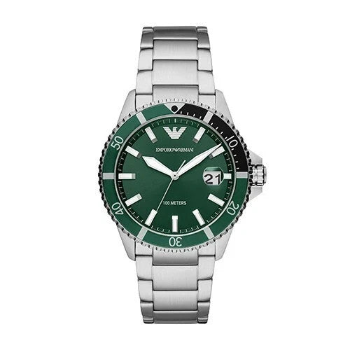 ARMANI MENS DIVER WATCH AR11338 GREEN DIAL BRAND NEW IN BOX