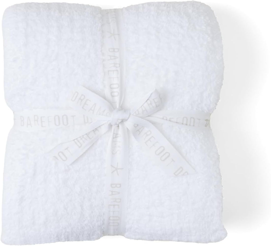 Barefoot Dreams Unisex CozyChic Ribbed Throw Blanket  White 54"x72"