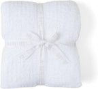 Barefoot Dreams Unisex CozyChic Ribbed Throw Blanket  White 54"x72"