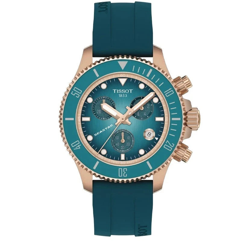 Tissot Seastar Quartz 38mm Turquoise Dial Men's Watch T1202173704100 New