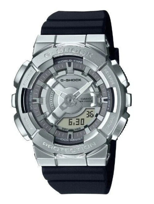 Casio G-Shock Analog-Digital Silver Dial Black Strap Women's Watch GMS110-1A