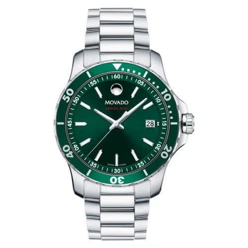 New Movado 800 Green Steel Men's Watch 2600136 New In Box