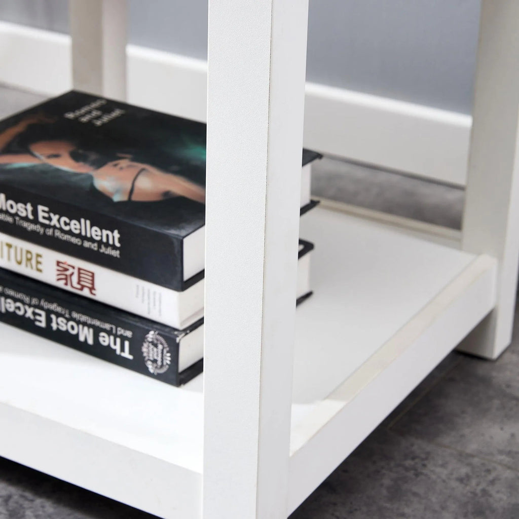 Simple white side table , 2-tier small space end table ,modern night stand, sofa table, side table with storage shelve - PremiumBrandGoods