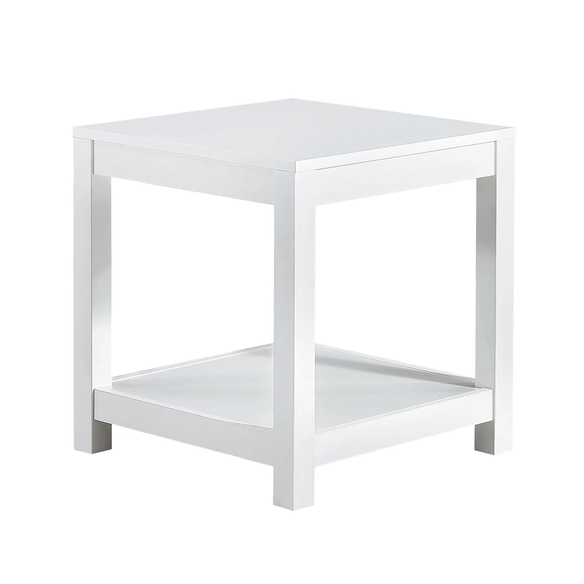 Simple white side table , 2-tier small space end table ,modern night stand, sofa table, side table with storage shelve - PremiumBrandGoods