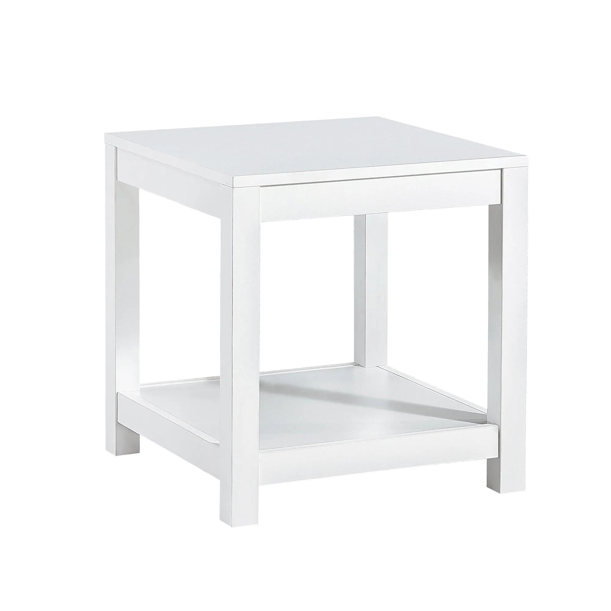 Simple white side table , 2-tier small space end table ,modern night stand, sofa table, side table with storage shelve - PremiumBrandGoods