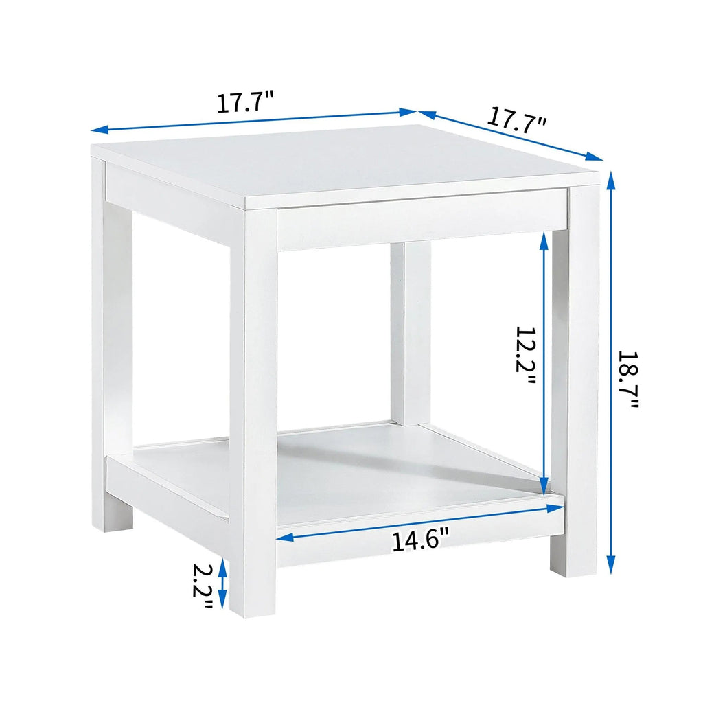 Simple white side table , 2-tier small space end table ,modern night stand, sofa table, side table with storage shelve - PremiumBrandGoods