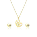 Stainless Steel Heart shaped Mom Necklace and Earrings Set