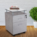 Techni Mobili Rolling File Cabinet with Glass Top, Grey - PremiumBrandGoods