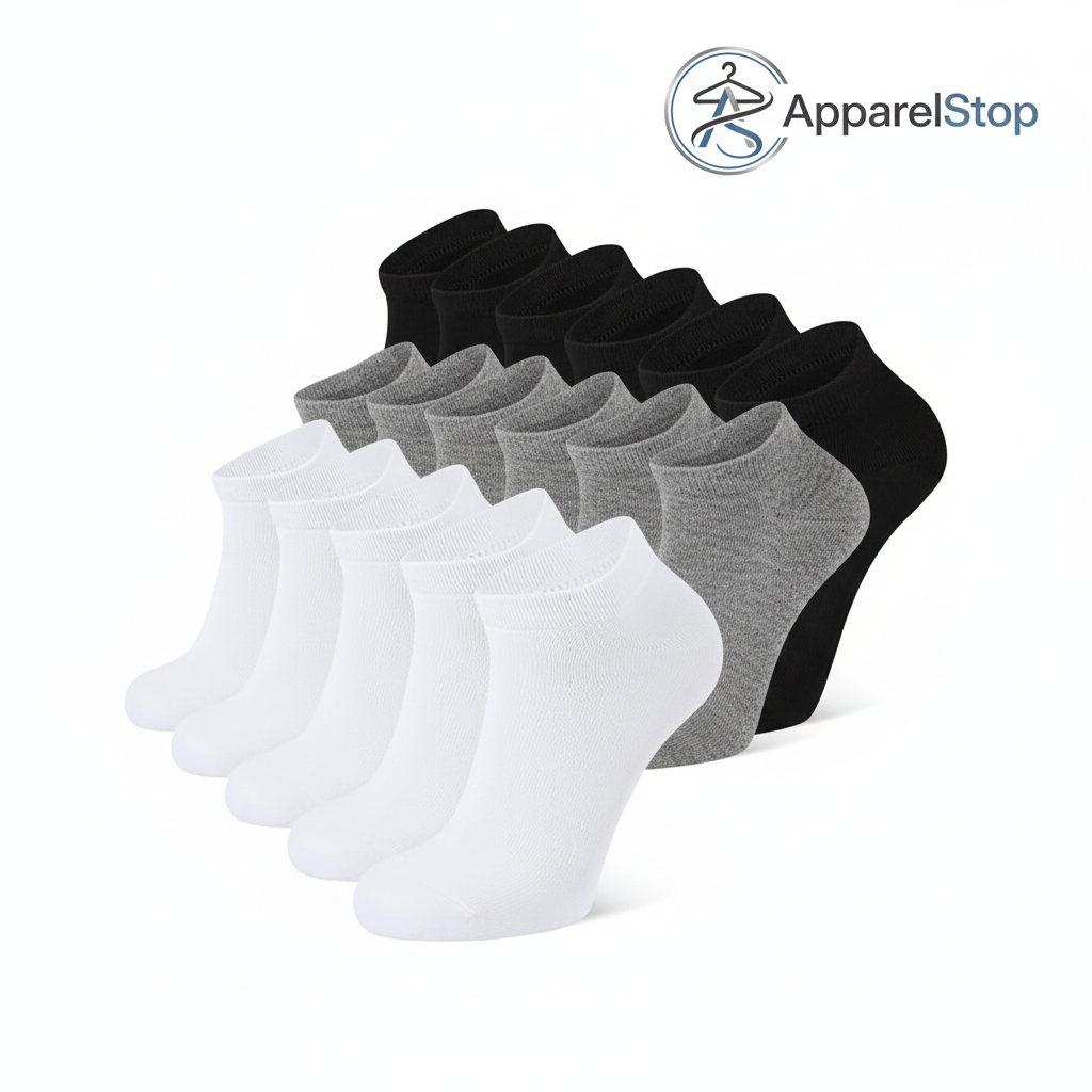 Premium Cotton Ankle Socks in Solid Colors - Available in Sizes 9-11 and 10-13 - Multi-Pack
