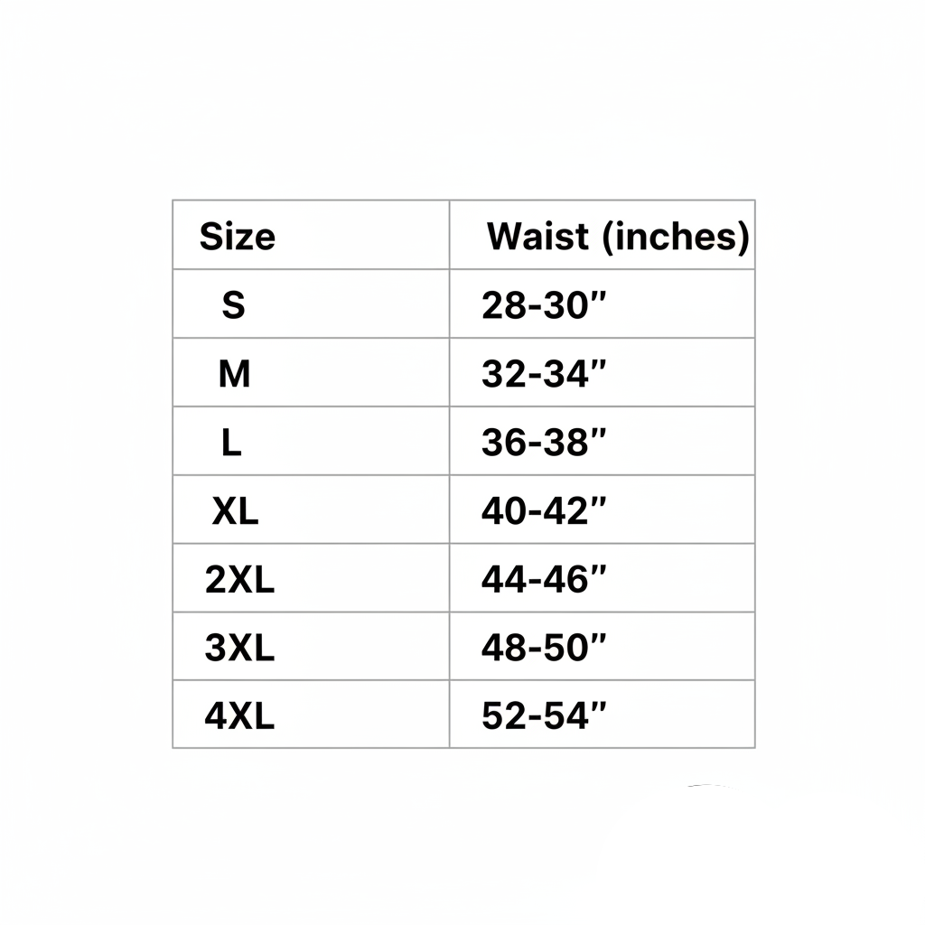 Updated size chart