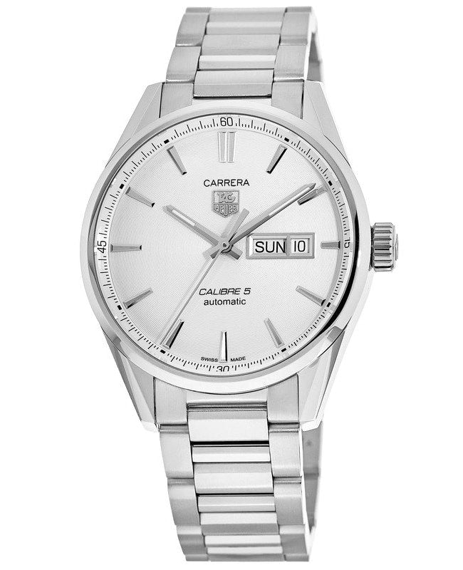 Tag Heuer Carrera Calibre 5 Day-Date Automatic White Dial Stainless Steel Men's Watch WAR201B.BA0723