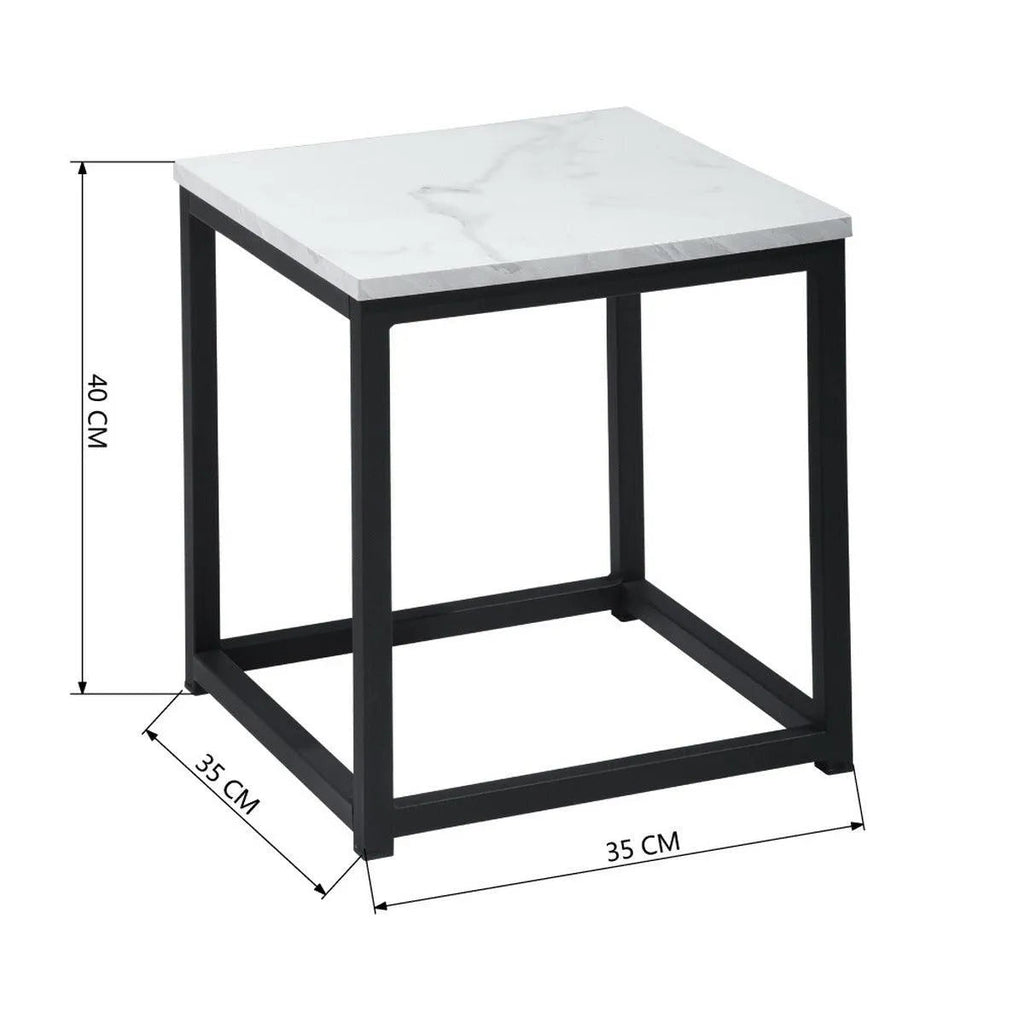White Marble Print End Table/Side Table/Night Stand, Upgrade Version with Metal Frame Box - PremiumBrandGoods