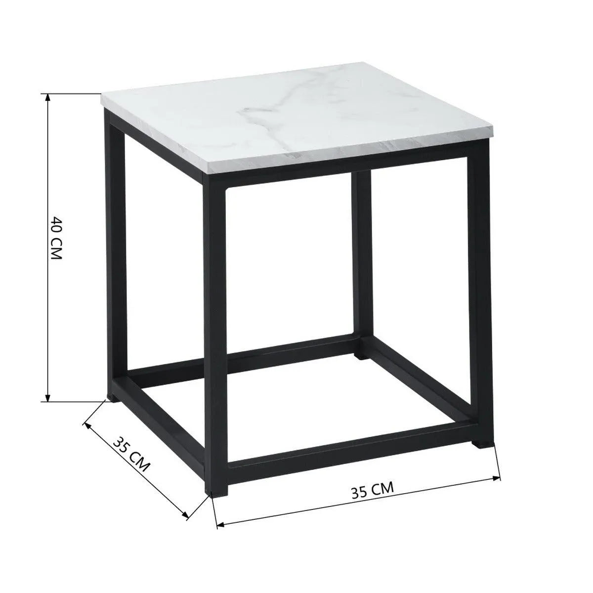 White Marble Print End Table/Side Table/Night Stand, Upgrade Version with Metal Frame Box - PremiumBrandGoods