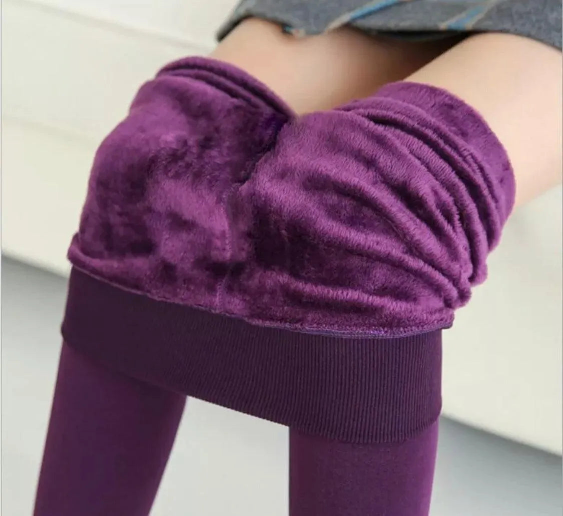 Women’s Extra 220g Fleece Leggings High Waist Stretchy Warm Leggings  (One Size) - PremiumBrandGoods